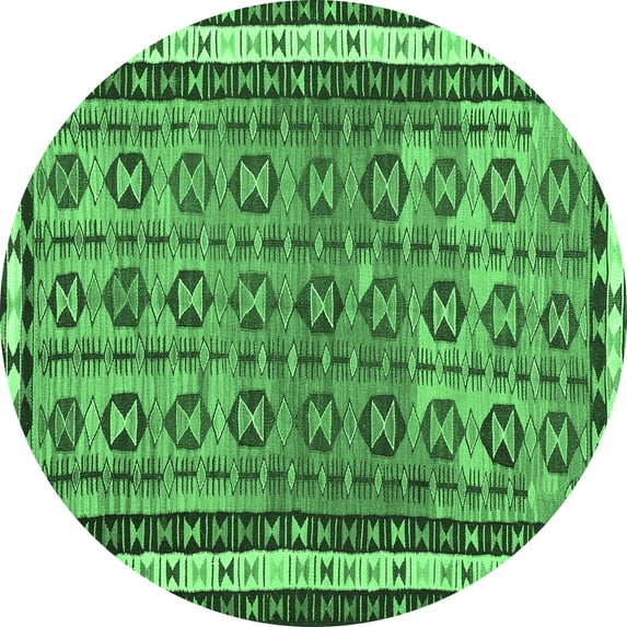 Ahgly Company Indoor Round Abstract Emerald Green Contemporary Area Rugs, 4' Round