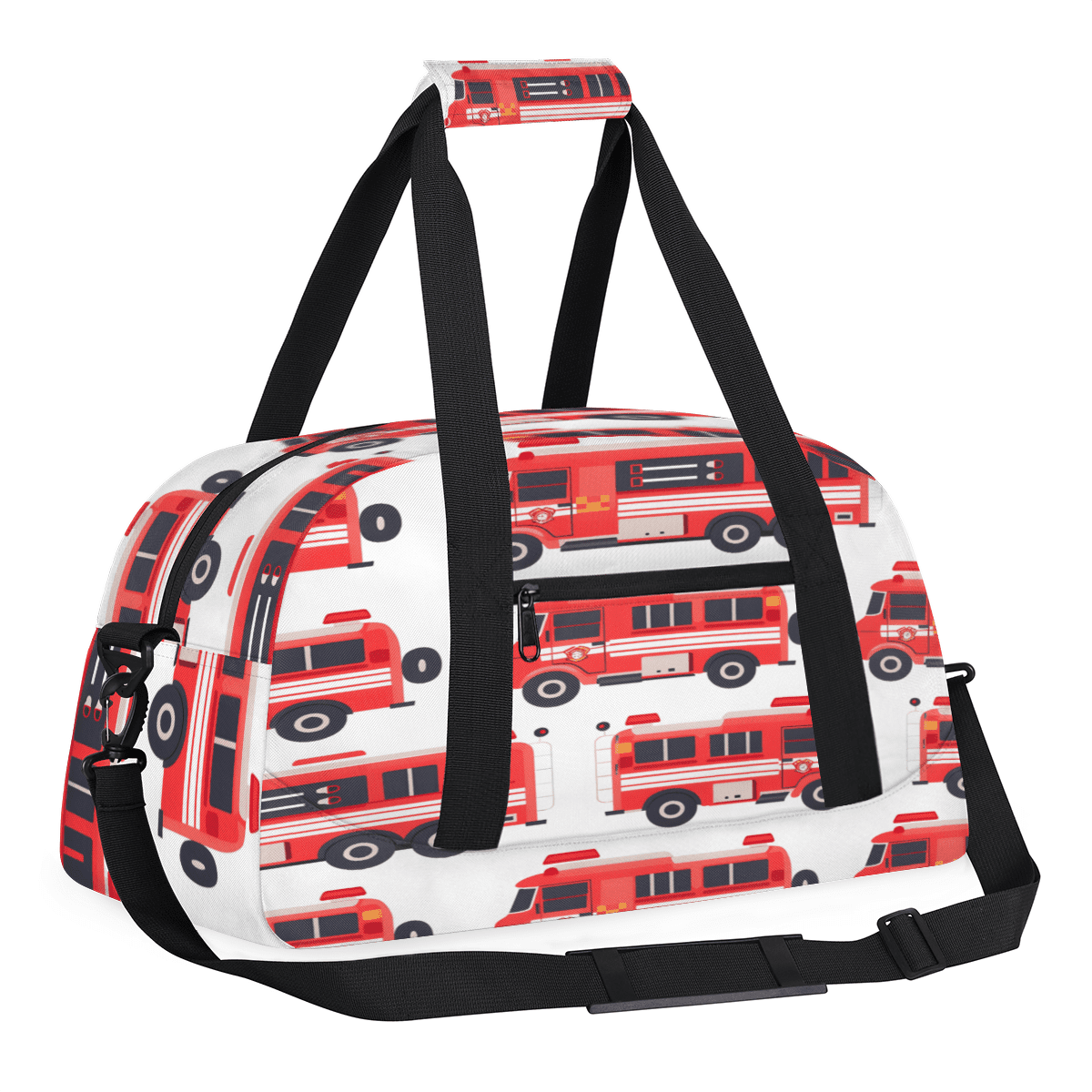 Herdesigns Fire Trucks Sports Duffle Bag for Women & Men, Car Gym Bag Dance Bag Overnight Bag Carry On Weekender Travel Bag