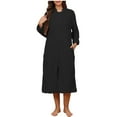 thumbnail image 2 of Roncen Women Plush Zipper Robe, Long Fleece House Coat Nightgown with Pockets Solid Bathrobe, 2 of 8