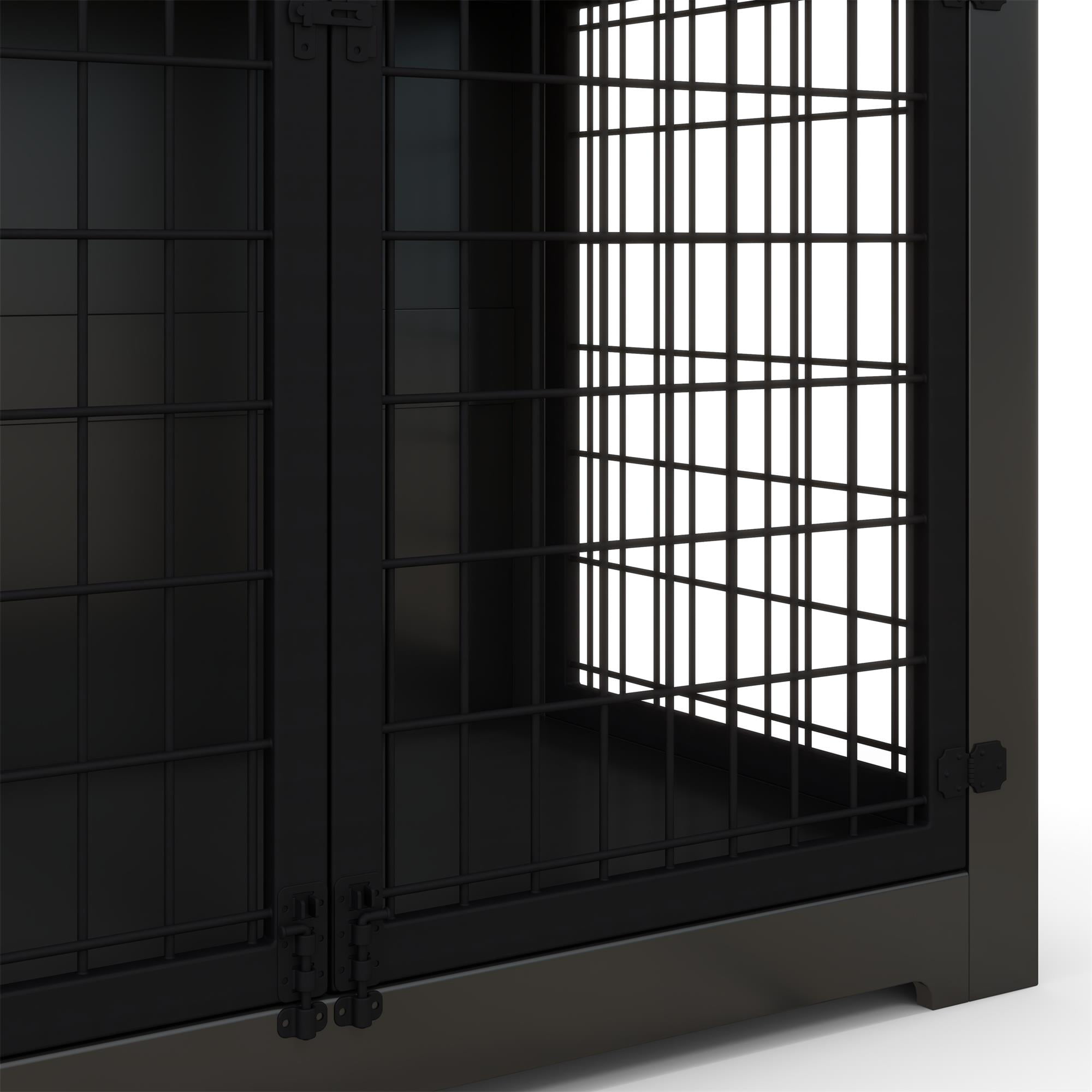 Pefilos 40" Dog Crate Furniture for Small Dogs with Door Lock and Double Doors, Wood Iron Fence Dog Cage for Indoor, Black Pefilos 40" Dog Crate Furniture for Small Dogs with Door Lock and Double Doors, Wood Iron Fence Dog Cage for Indoor, Black