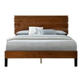 thumbnail image 3 of Full Bed Frame With Headboard,Three-Piece Mid-Century Modern Solid Wood Bed Frame,No Box Spring Needed Platform Bed,Brown, 3 of 7