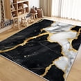 thumbnail image 4 of Area Rug for Living Room 7x8 ft Black Marble Gold Texture Machine Washable Non-Slip Rugs, Soft Accent Rugs, Lightweight Carpet, Foldable Easy Care, Stylish Indoor Area Rug, 4 of 7