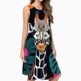 thumbnail image 2 of Giraffe Tropical Floral Print Art Casual Sleeveless Loose Sundress Dress For Women Summer Dress Daily Woman, 2 of 4