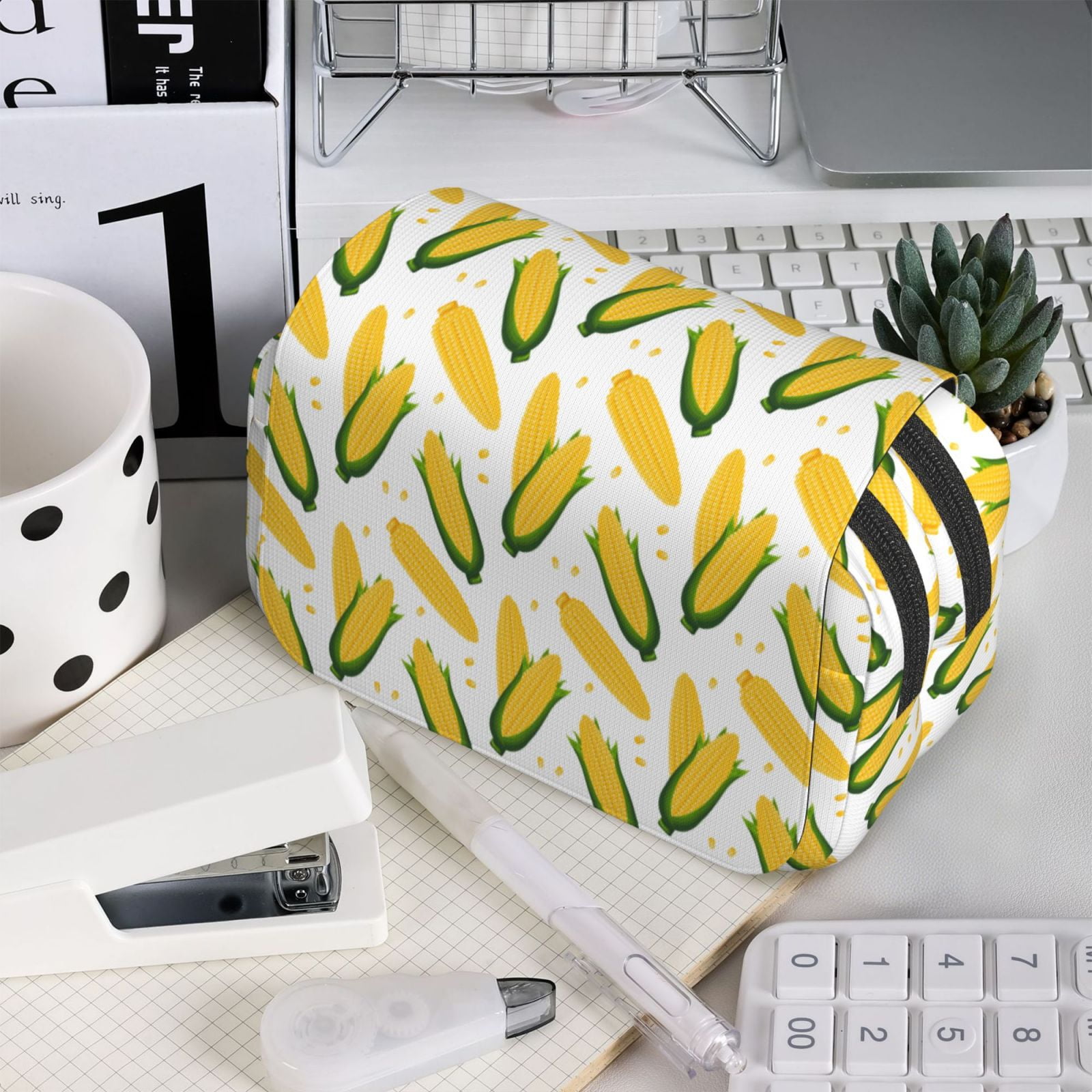 Rateoe Corn On The Cob Pattern Double Clamshell Pen Case, Storage Organizer with Two Zipper Compartments– Holds Up to 50 Pencils & Pens