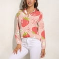 thumbnail image 3 of Strawberries Colorful Pink Red Green Long Sleeve Blouse Woman Streetwear Casual Shirts Summer Oversize Woman Streetwear Clothing Birthday Present, 3 of 7
