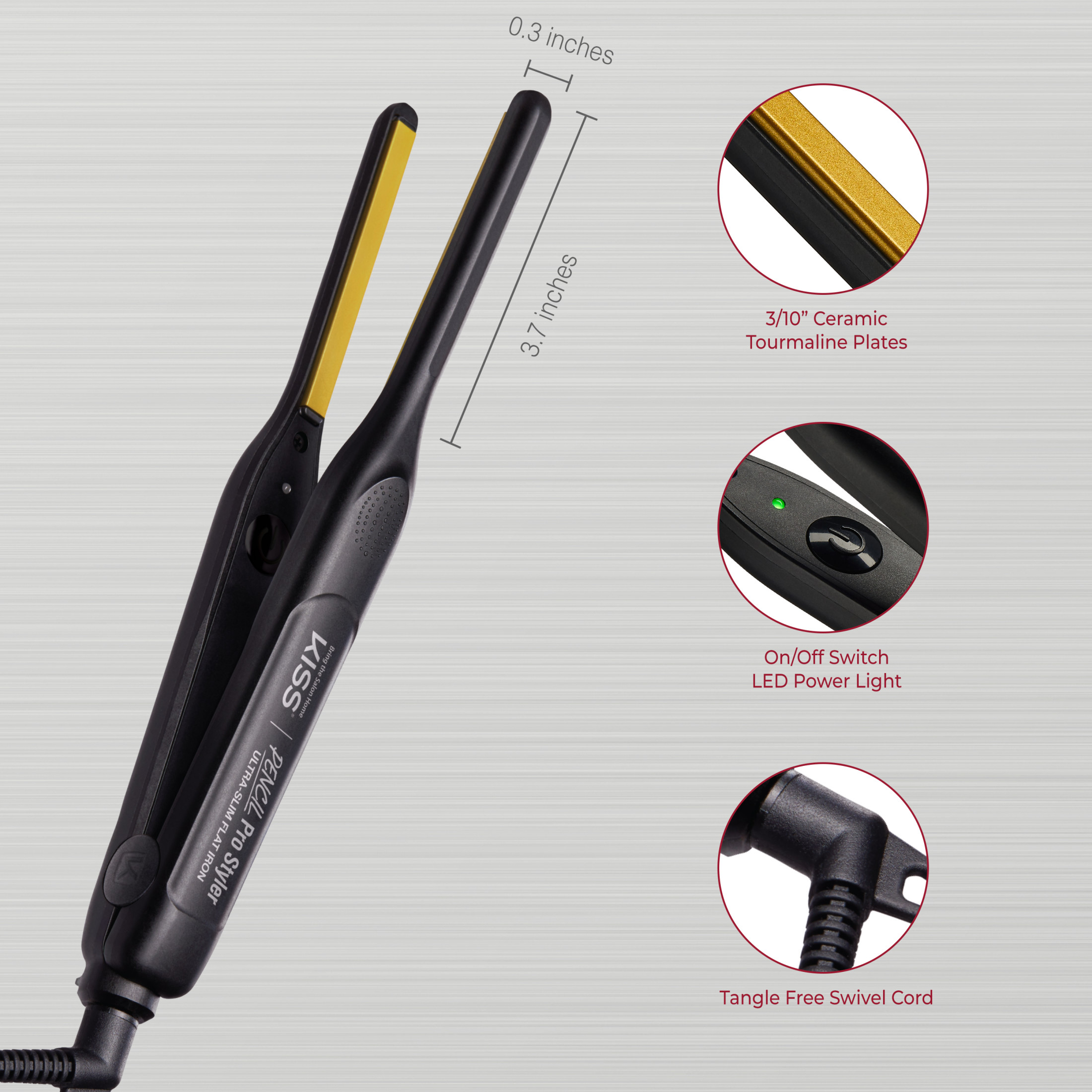 Kiss PENCIL Pro Styler Ultra-Slim Flat Iron, 3.7 x 0.3 inch photo 6