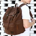 thumbnail image 4 of Neinkie Travel Backpack Convertible Duffel Zipper Closure Adjustable Shoulder Strap Strong Load Bearing Multiple Pockets Large Size Men Canvas Vintage Backpack for School, 4 of 9