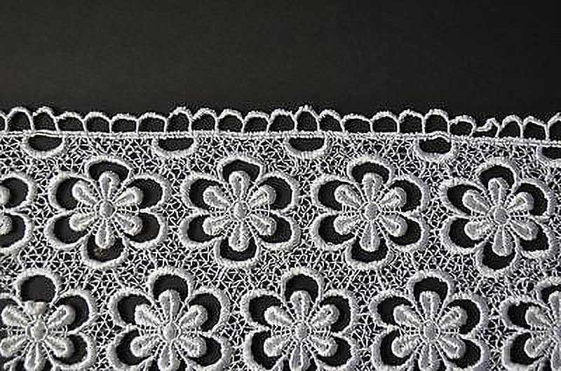 Lily 15.25" White Guipure Venice Lace Both side Scallop Bridal Gown by Yardage