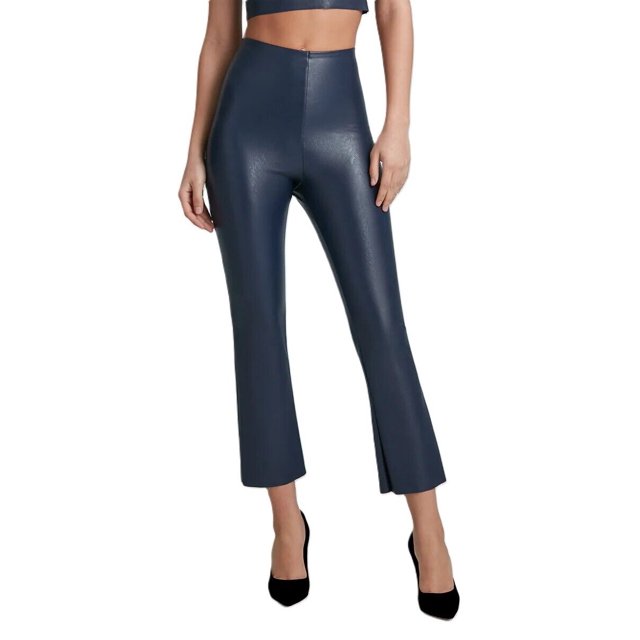 commando Faux Leather Cropped Flare Pants, Navy-SMALL-SLG33