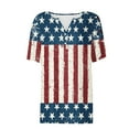 thumbnail image 4 of Womens Red White and Blue Blouse American Flag Shirts Womens Fourth of July Shirt Women Memorial Day Shirts Women Fashion Printing Casual Short Sleeves Blouse V-Neck T-Shirt, 4 of 5