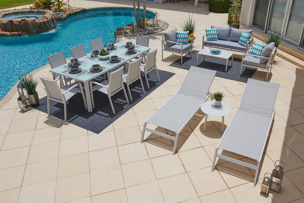 Juno 16 Piece Aluminum Outdoor Patio Furniture Combination Set in White ...