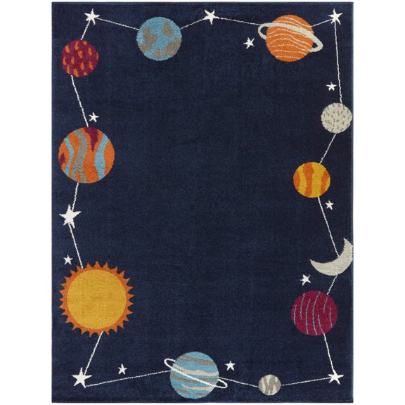 Planet Border Kids Area Rug