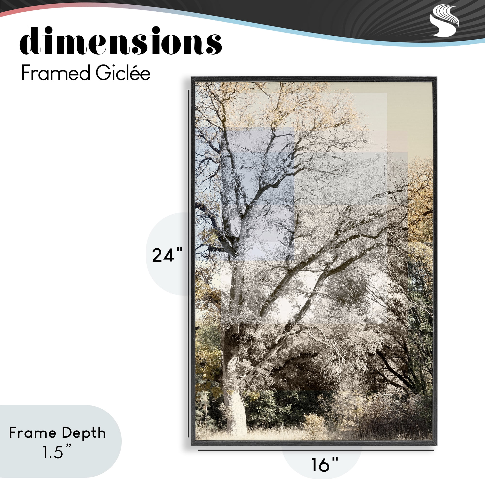 Stupell Industries Tree Collage Layers Black Framed Giclee Art, design by Gemma Bardot