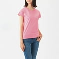 thumbnail image 4 of TANGNADE Women's Basic Cotton Crew Neck Slim Fit Tee Tunic Length T Shirt, Pink XXL, 4 of 4