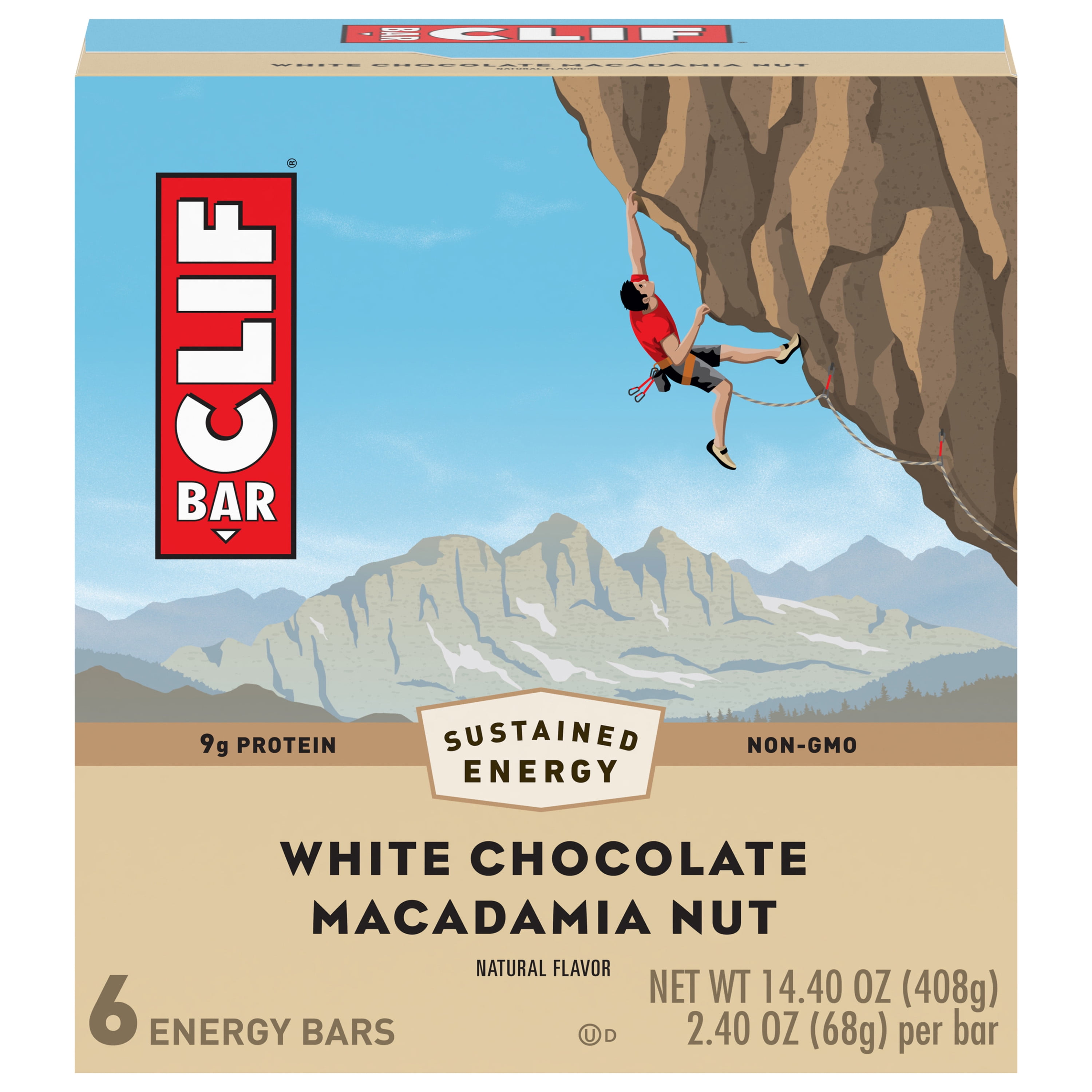 CLIF BAR Energy Bars, White Chocolate Macadamia Nut, 9g Protein Bar, 6 Ct, 2.4 oz
