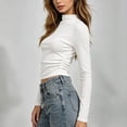thumbnail image 4 of XRoczxe Women's Mock Neck Long Sleeve Crop Top, Slim Fit Ribbed Knit T-Shirt, Casual Solid Color Basic Tee for Fall Winter Daily Wear Layering, 4 of 7