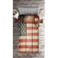 thumbnail image 2 of Ambesonne American Flag Quilted Coverlet 2 Pcs, Wood Design Flag, Twin Size, Blue Red, 2 of 2