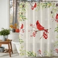 thumbnail image 4 of Christmas Red Bird Shower Curtain, Xmas Tree Branches Snowflakes Winter Waterproof Fabric Shower Curtains with 12 Hooks, Bathroom Curtain Set for Bathroom Accessories Decor, 36 x 72 Inches, 4 of 9
