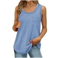 thumbnail image 2 of Fanxing Comfy Tank Tops for Women Summer Loose Fit Sleeveless T Shirts Solid Color Pocket Camisoles Light Blue,L, 2 of 8