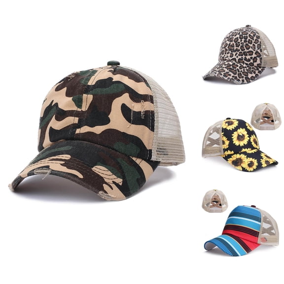 Babaley Womens Baseball Cap Mesh Ponytail Hat High Messy Bun Ponycap Hats Sun Protection Cap