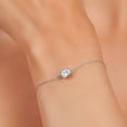 thumbnail image 4 of Gem Stone King 925 Sterling Silver White Topaz Solitaire Bracelet for Women (1.00 Cttw, Oval Cut 7x5mm), 4 of 6