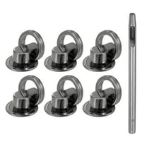 Uxcell 6pcs Metal Studs Rivets 12mm D-Ring Button Rivets with 3.5mm Leather Hole Punch for Leather, Black