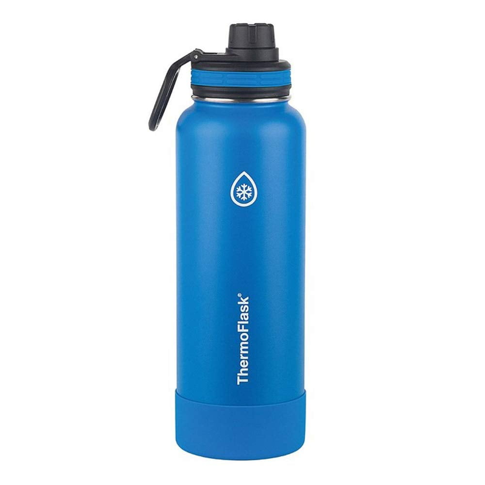 blue thermos flask