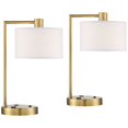 thumbnail image 2 of 360 Lighting Colby 21" High Small Modern Desk Lamps Set of 2 USB Port AC Power Outlet Smart Socket Gold Metal Home Office Charging, 2 of 9