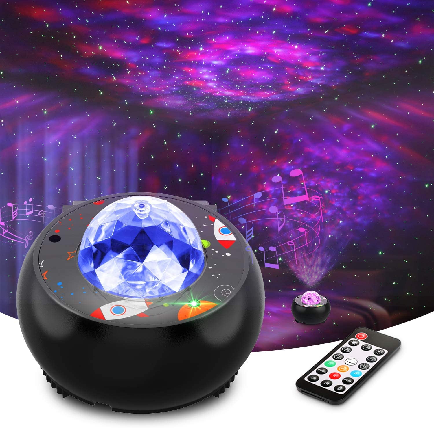 Galaxy 360 Pro Projector Music Starry Water Wave LED Projector Light with 21 Lighting Modes,with Built-in Music Speaker and Remote Controller for Birthday Party Home Christmas Decoration, 