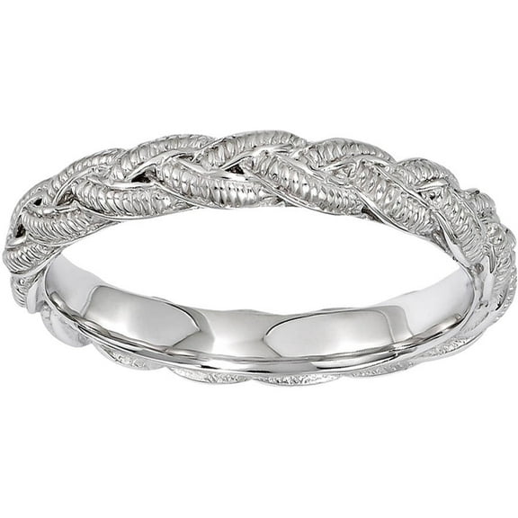 Sterling Silver Rhodium-Plated Twist Ring