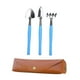 thumbnail image 2 of Herramientas de jardinería mini de hojas de rastrillo de mano con bolsa de almacenamiento de cuero PU Herramientas de plantación práctica para macetas Azul, 2 of 8