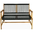 thumbnail image 5 of Topbuy 2-Person Outdoor Acacia Wood Bench Patio Loveseat Rope Bench Black, 5 of 6