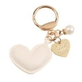 thumbnail image 1 of LYMAYTER Key Ring Pearl Decor Carved Letter Key Chain - Faux Leather, Heart Pendant, 1 of 7