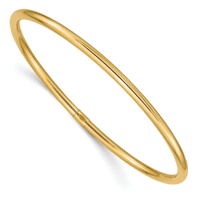 Bracelet Jonc à Enfiler Tube Rond en Or Jaune 14k 3mm