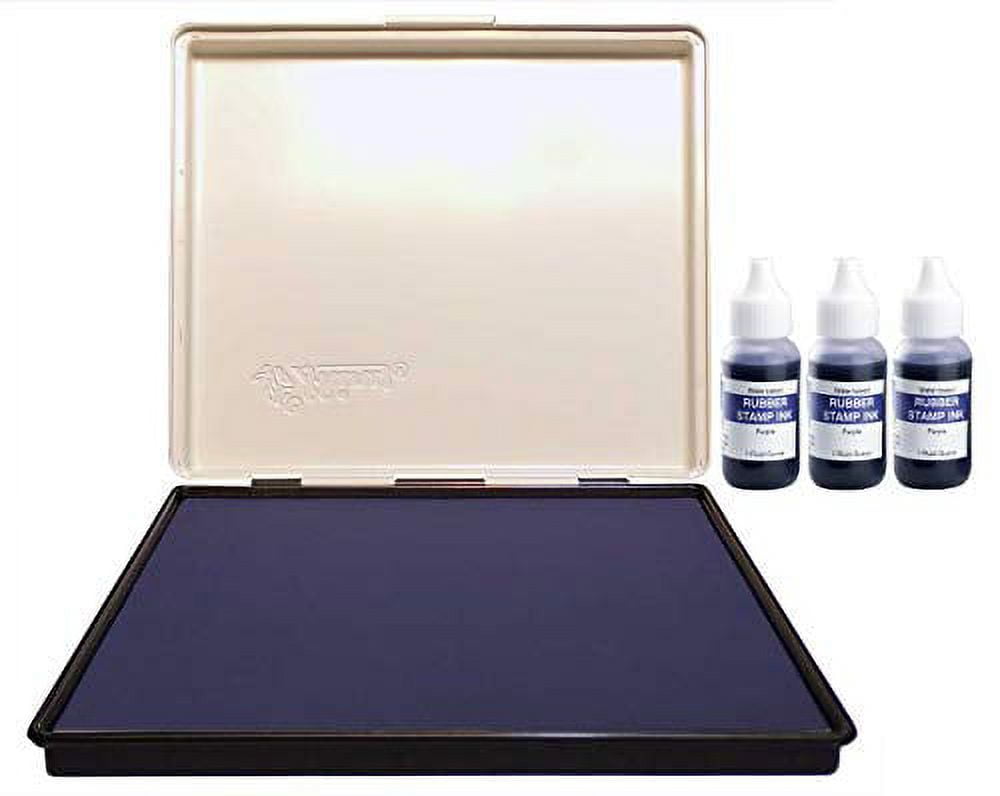 Extra Large 8" x 12" Industrial Rubber Stamp Ink Pad in Metal Case, Purple Stamp Pad