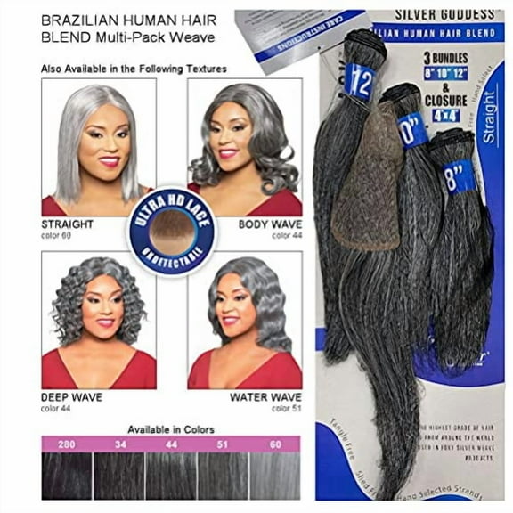 Foxy Silver Weave, Foxy Silver (Just One Straight) Brazilian Human Hair Blend Weave in 280
