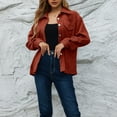 thumbnail image 7 of ICHUANYI 2023 Womens Casual Solid Corduroy Button Shirts Lapel Long Sleeve Blouses V Neck Loose Tops, 7 of 7