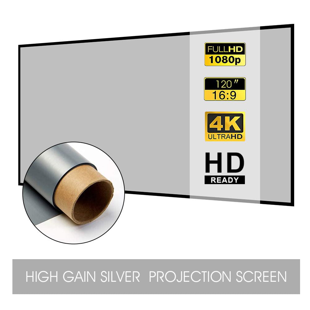 120" Inch Projector Projection Screen White 3D HD Home Cinema Projection M7X9 