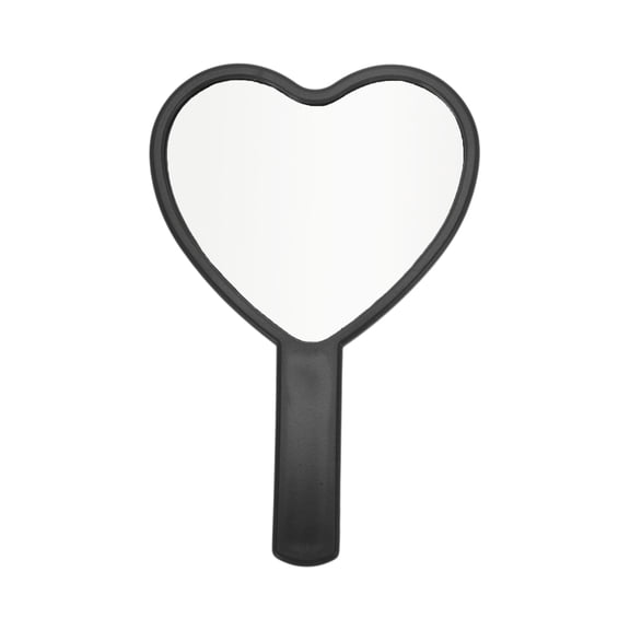Unique Bargains 1 Pc Heart-shaped Handheld Mirror for Vacation Travel Black Plastic Glass