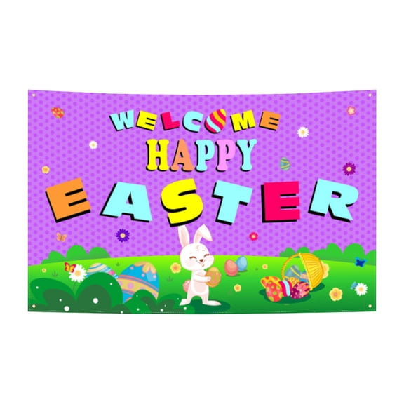 Easter Garage Door Cover with Bunny Eggs Decoration Background Decoration Backdrop,Party Props Banner Cover