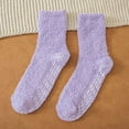 thumbnail image 4 of Minnieouse 1 par de calcetines de poliéster para mujer, lavables, reutilizables, elegantes, informales, transpirables, de Color sólido, antideslizantes, Medias Violeta Minnieouse AP012065-06, 4 of 6
