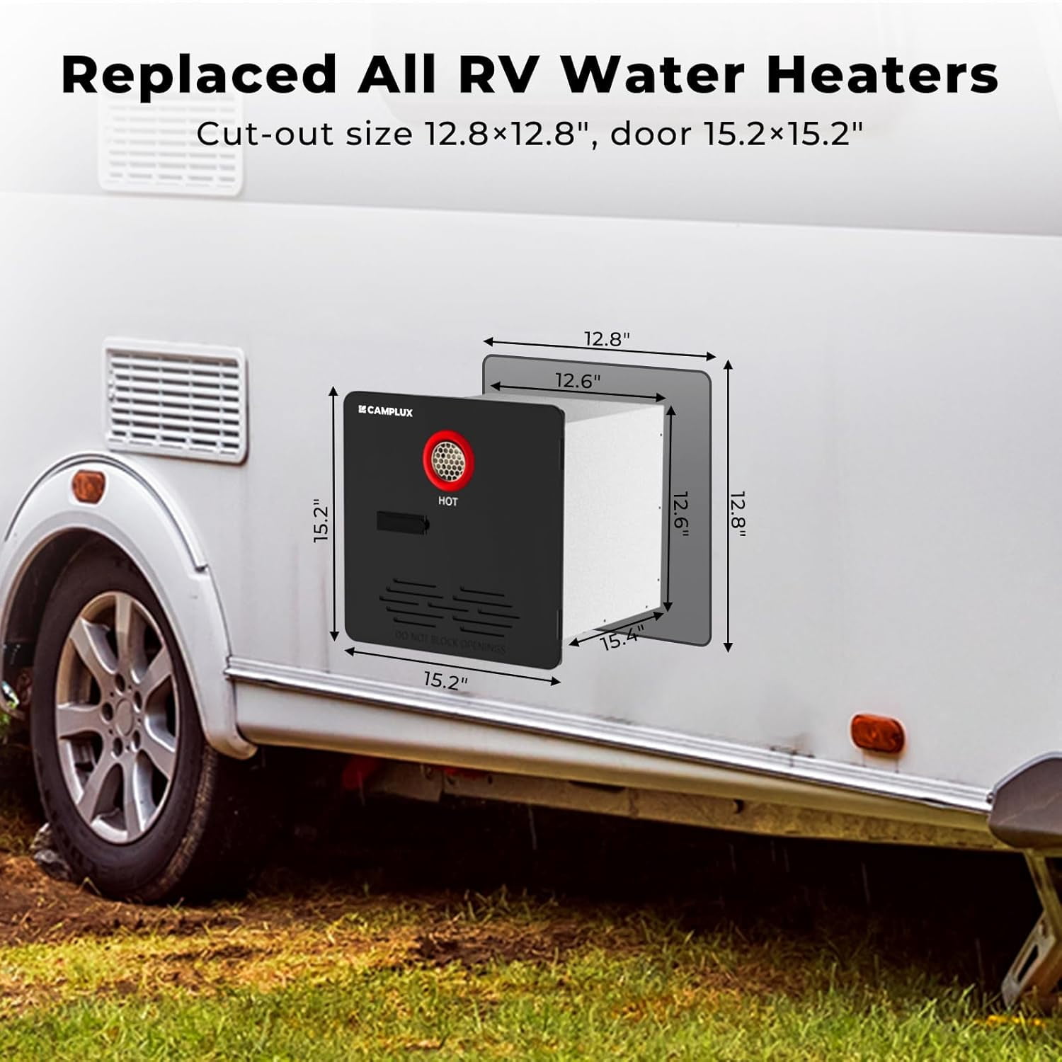 CAMPLUX 65,000 BTU 2.64 GPM Outdoor Rv Tankless Water Heater Plus 10, Black