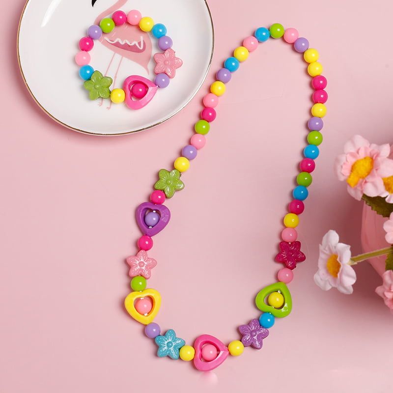 Candy Beads Colorful Necklace Ear Set Children Kids Baby Girl Jewelry Set Gift 