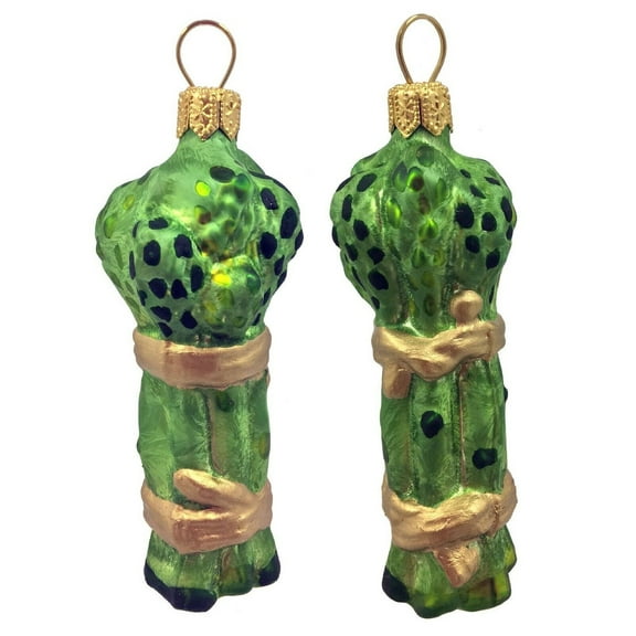 Bunch of Asparagus Polish Glass Christmas Tree Ornaments Set of 2 Food Vegetable