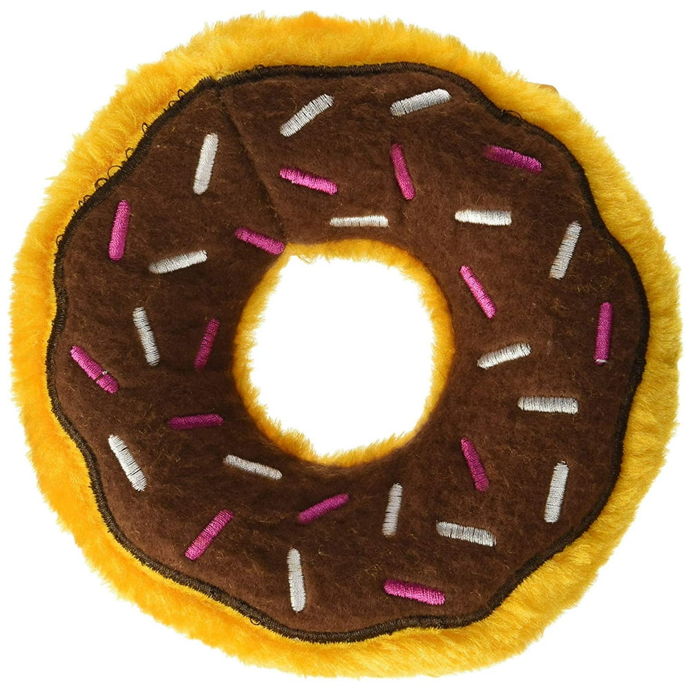 Original Donutz No Stuffing Squeaky Plush Dog Toy Chocolate, Colorful