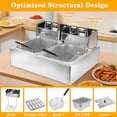 thumbnail image 4 of Commercial Double Basket Stainless Steel Electric Deep Fryer - 5000W, 12L Dual Tank, 4 of 9