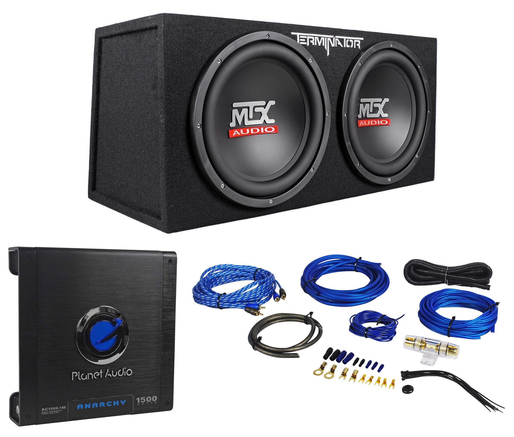 MTX Terminator TNE D Watt Dual Subs Sealed Subwoofer Box Mono Kit Walmart Com