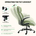 thumbnail image 4 of HomeZeer Big and Tall Office Chair 500lbs, High Back Executive Fabric Desk Chair with Adjustable Lumbar Support, Flip-Up Arms, Heavy Duty Upgraded Rubber Wheels for Home Office, Green, 4 of 9