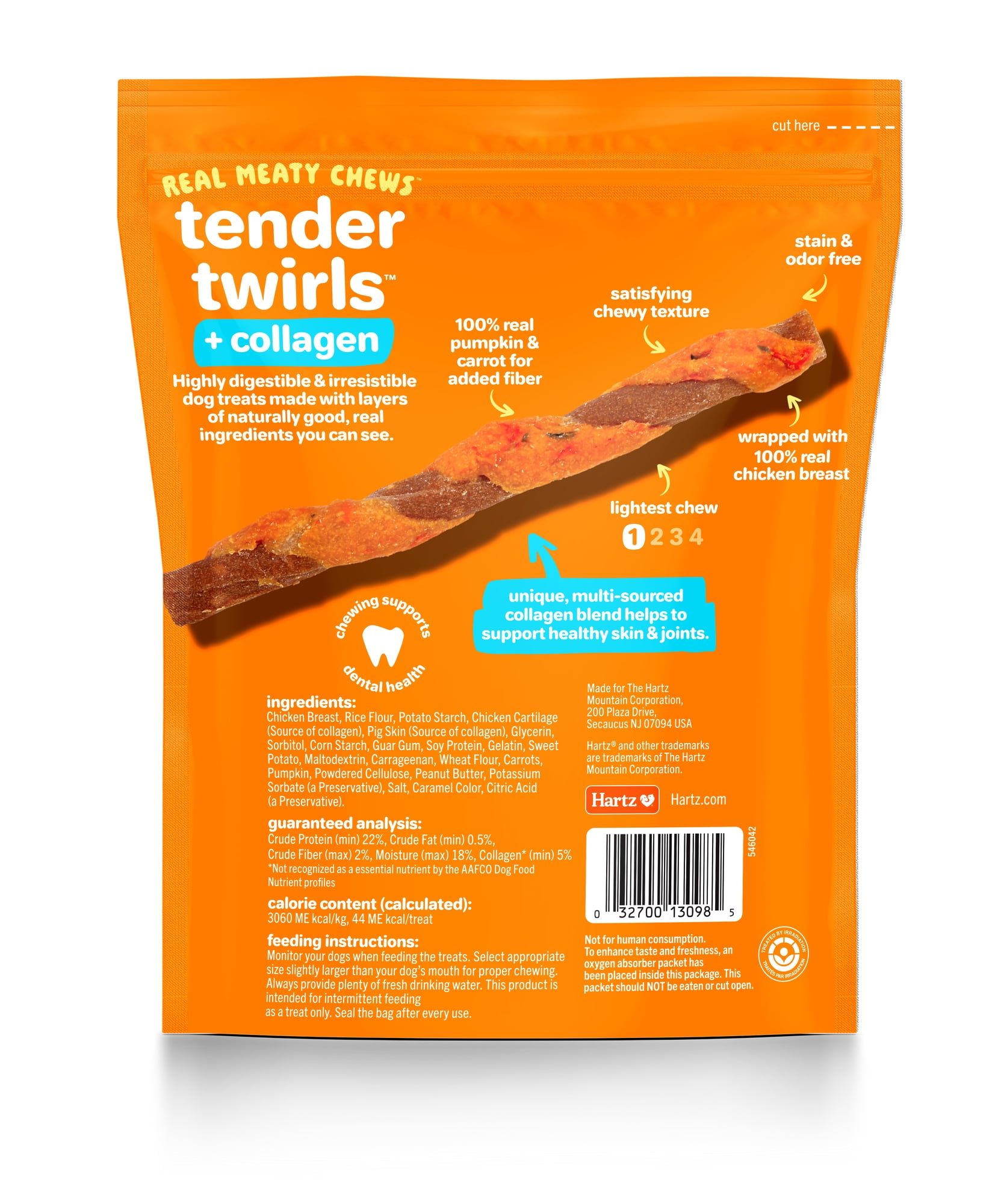 Hartz Oinkies Chickentastic Tender Twirls + Collagen Dog Treats, 9.5 oz (20 Count)