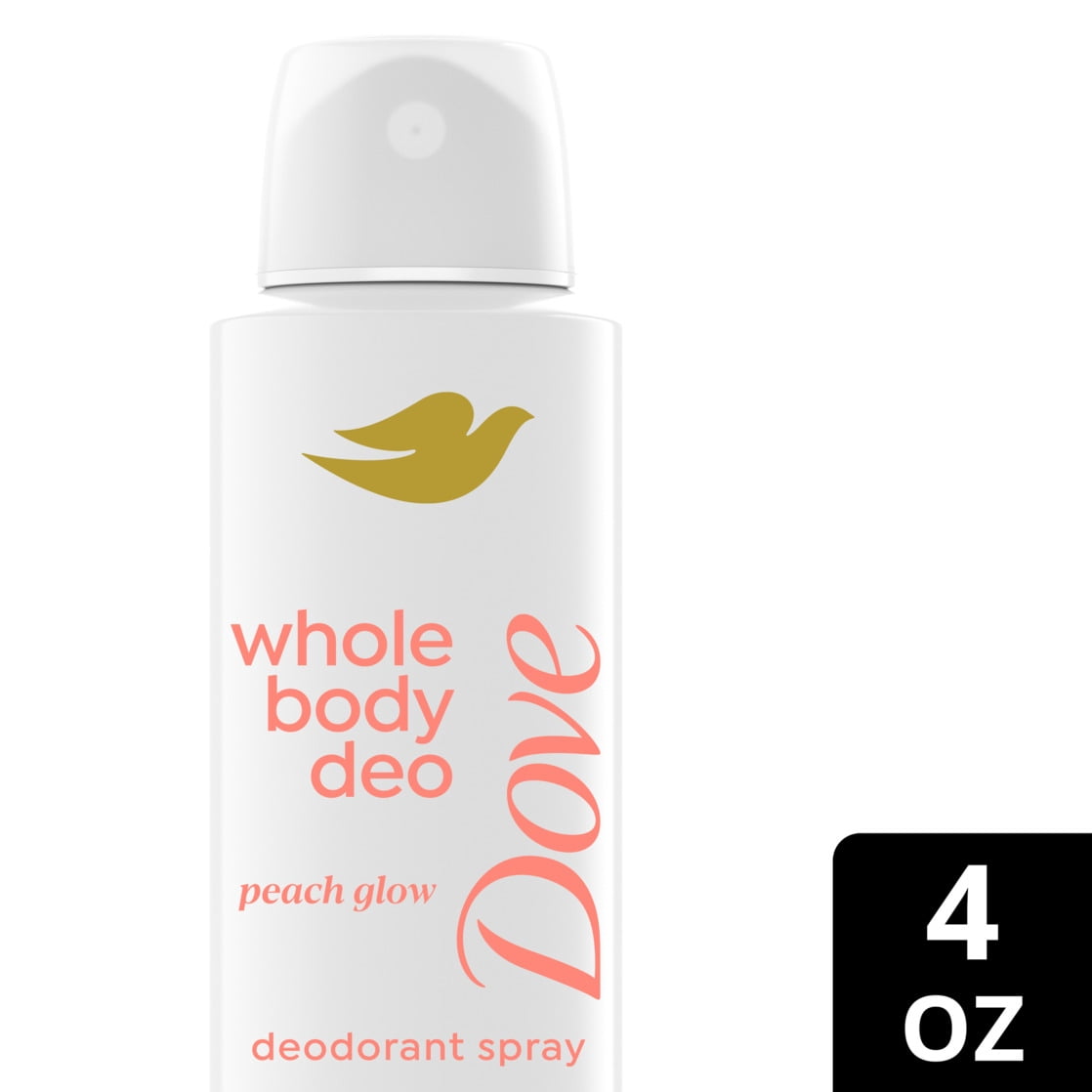 Dove Whole Body Deo Alcohol Free Deodorant Spray for Women Peach Glow, 4 oz